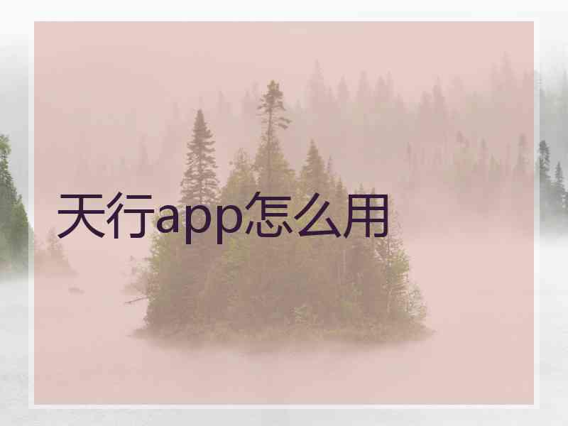 天行app怎么用