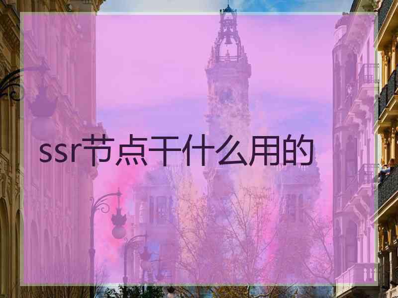 ssr节点干什么用的