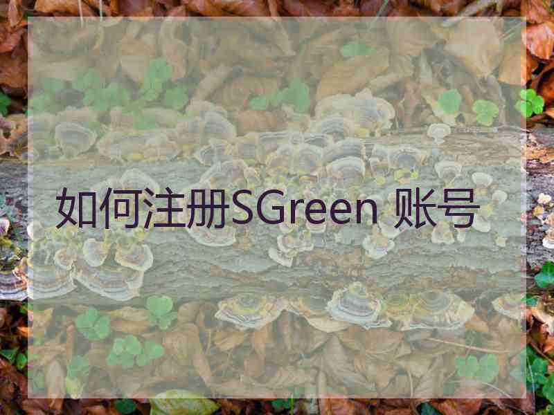 如何注册SGreen 账号