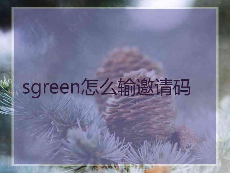 sgreen怎么输邀请码