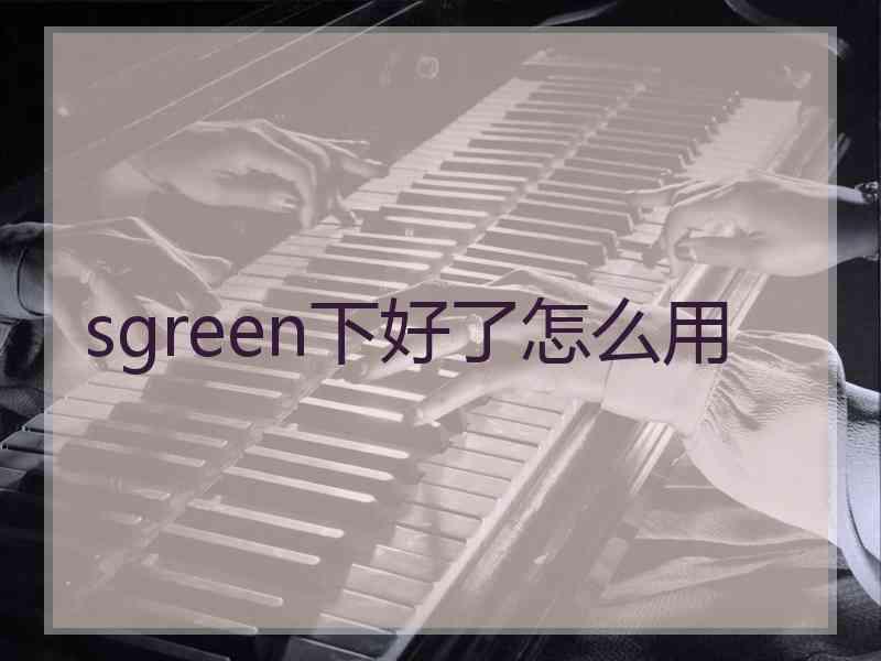 sgreen下好了怎么用