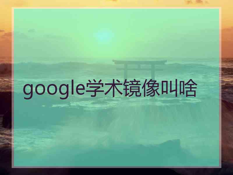 google学术镜像叫啥