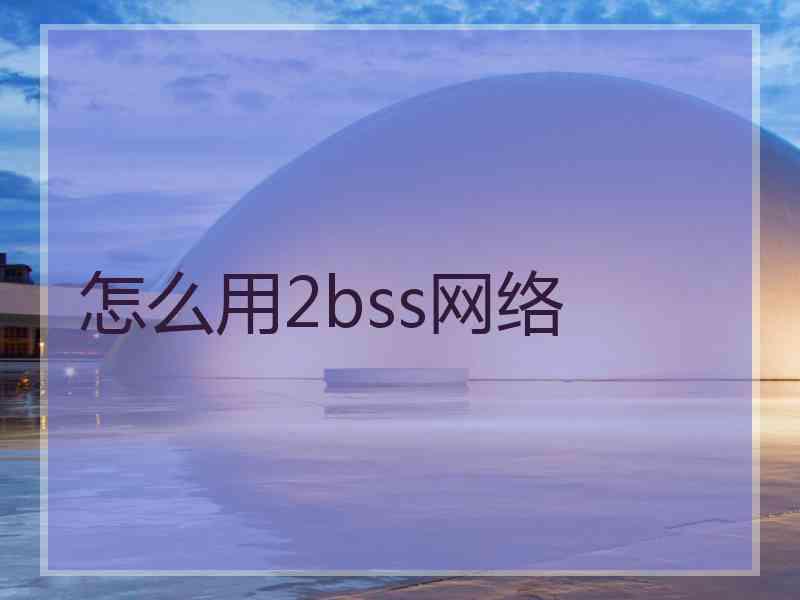 怎么用2bss网络