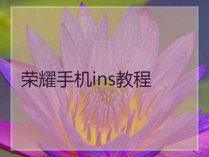 荣耀手机ins教程