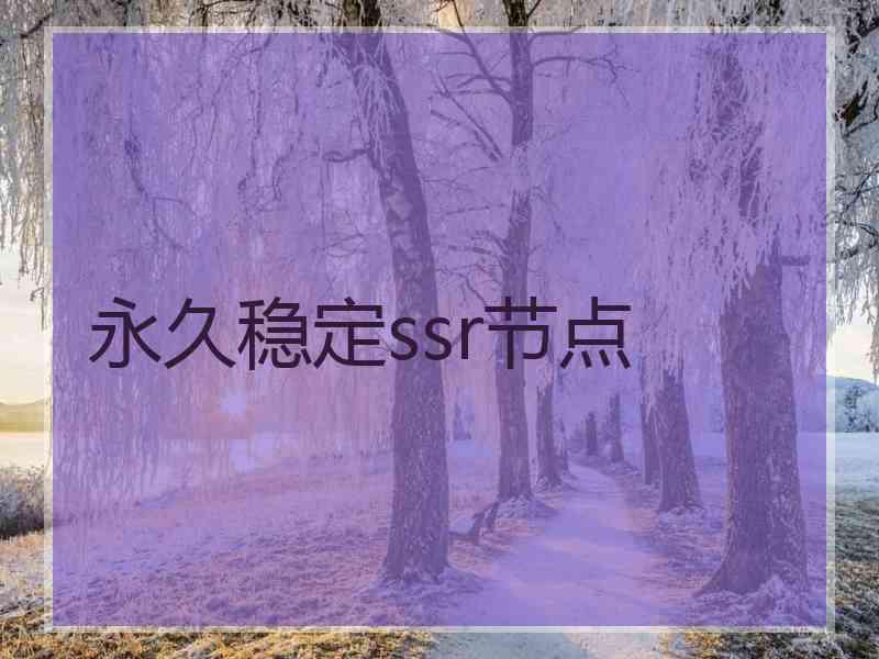 永久稳定ssr节点