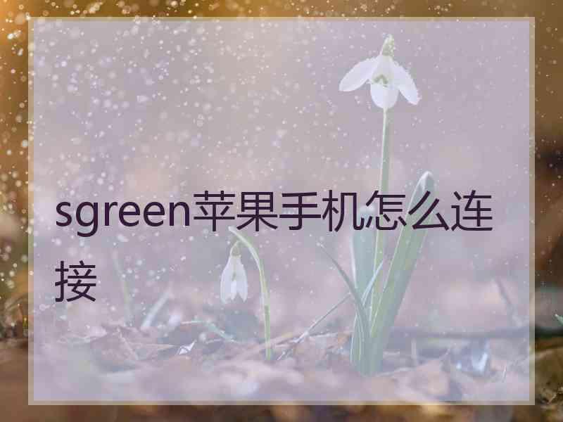 sgreen苹果手机怎么连接