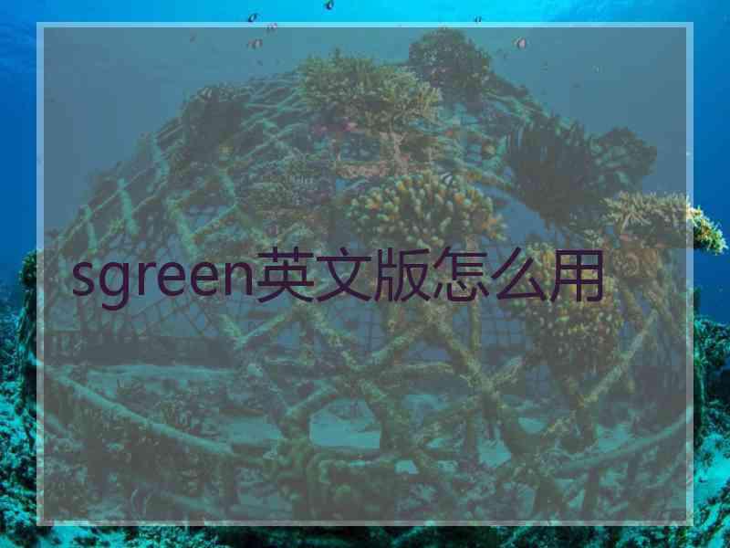 sgreen英文版怎么用