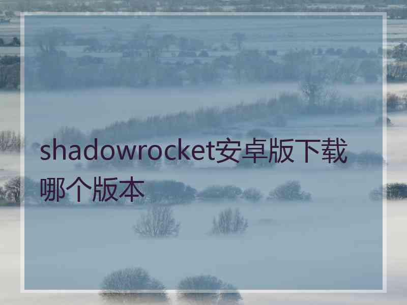 shadowrocket安卓版下载哪个版本